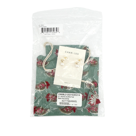 CHAN LUU Maiden Hoop Earrings in White Pearl - Picture 5 of 11